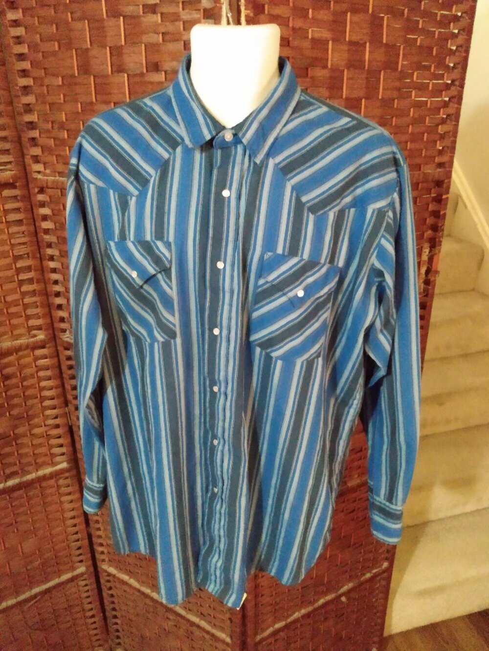 Vintage Western Shirt Men's XXL Multi Color stripes Western Craft Stripes